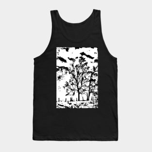 Black and White Winter Tree Design Tank Top